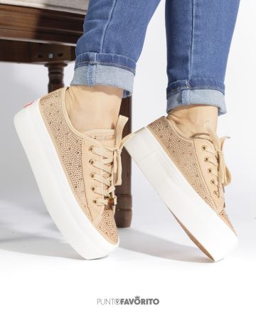 Tennis Oro Rosa con detalles en Dorado