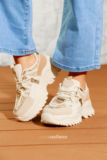 TENNIS CREMA CON DETALLES BEIGE