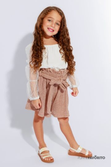 Conjunto de niña con blusa manga larga