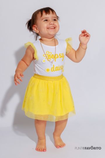 Conjunto de niña con mameluco OOPSY-AMARILLO-24