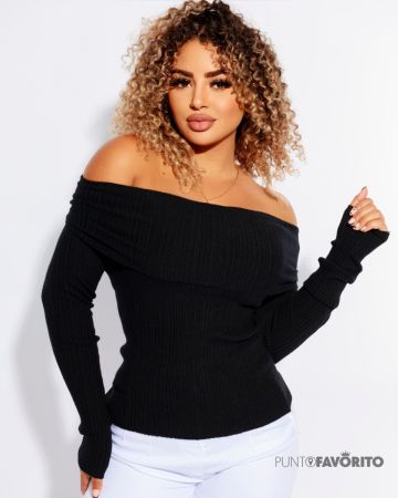 Blusa manga larga de dama strapless