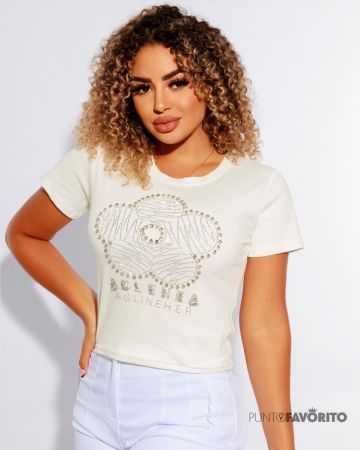 Blusa de dama basica con flor en el centro