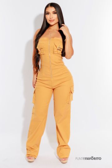 Enterizo de pantalón para dama con bolsas a los lados