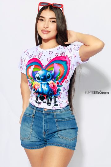 Blusa de Stich Arco Iris-ONE SIZE