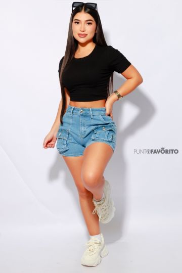 Short  para dama con bolsas alfrente
