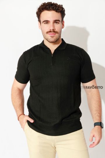 Camisa de hombre tipo polo con zipper