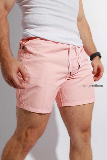 Short para playa con cierre en la bolsa y elastico en cintura