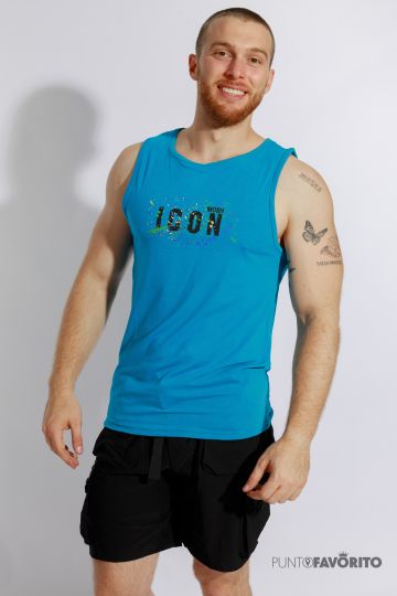 Camiseta MOSH sin mangas Icon - Celeste