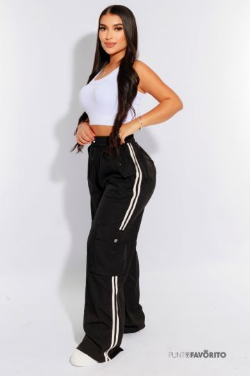 Pantal&oacute;n para dama estilo cargo con rayas 